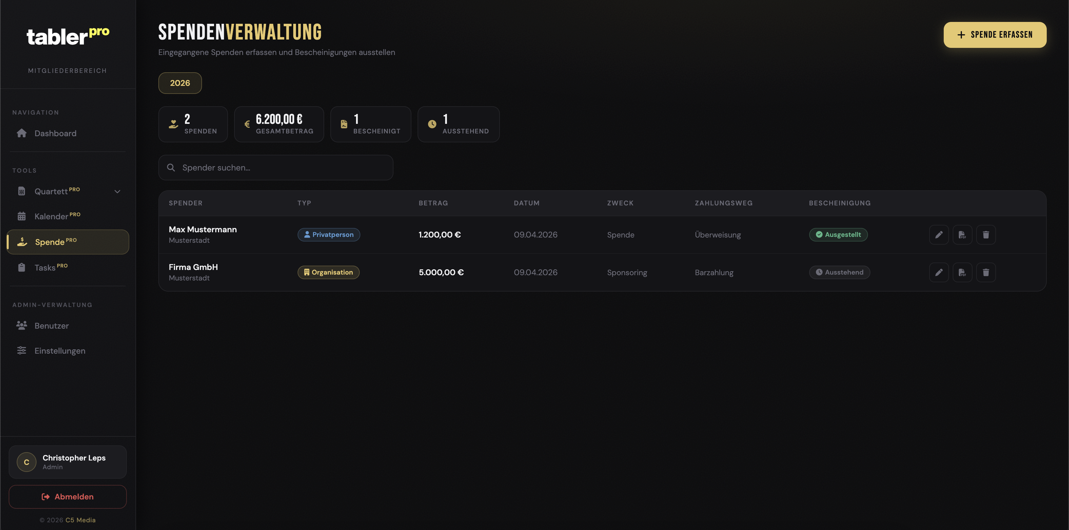 Spendenverwaltung